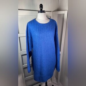 New Old Stock Retro Regina Porter Royal Blue 50% Mohair Blend Sweater Dress size